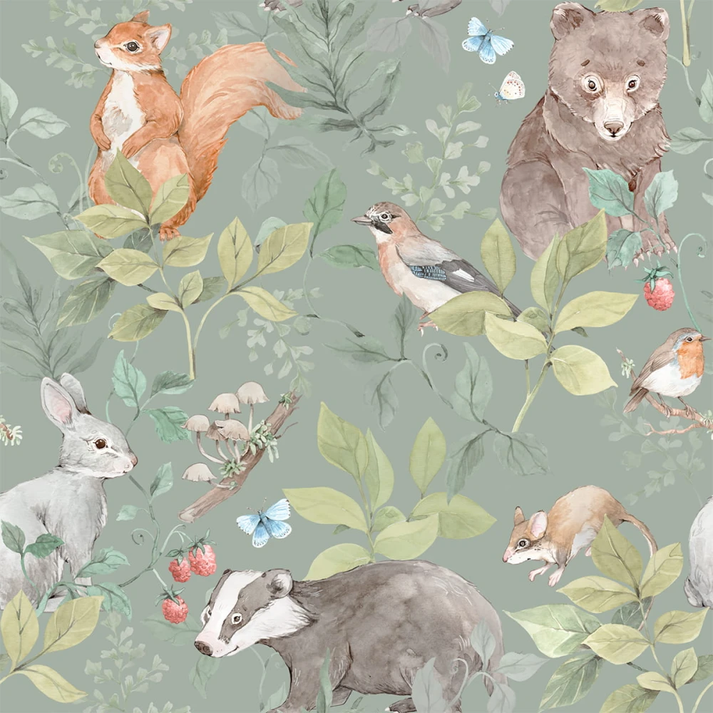 tapeta-swiat-zwierzat-zielony-wzor 4rooms.jpg