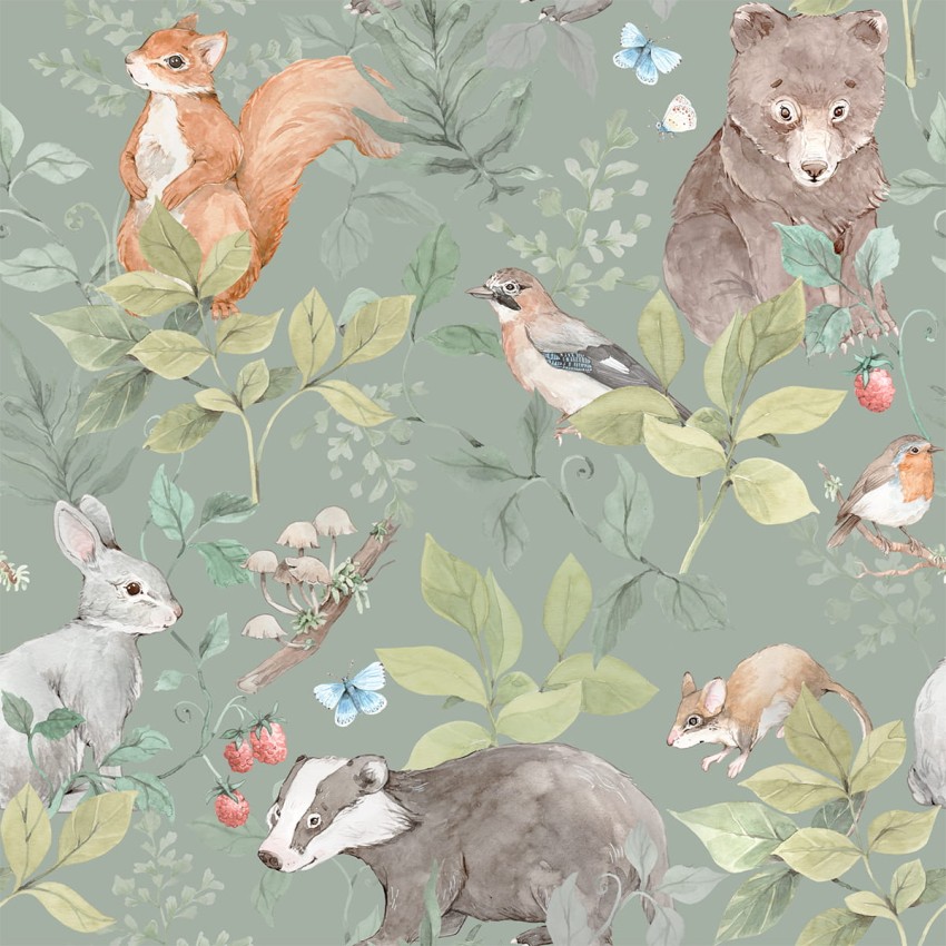 tapeta-swiat-zwierzat-zielony-wzor 4rooms.jpg