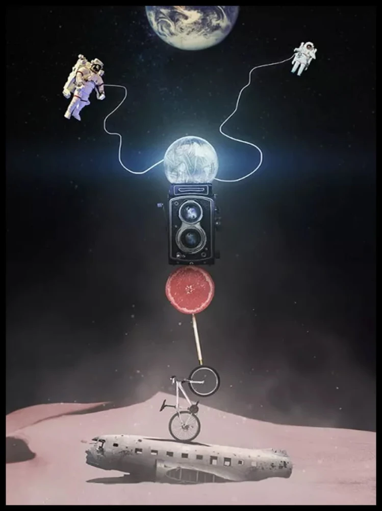 Kosmos Ziemia Księżyc Astronauta w ramcee 1.jpg