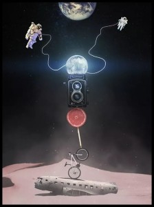 Kosmos Ziemia Księżyc Astronauta w ramcee 1.jpg