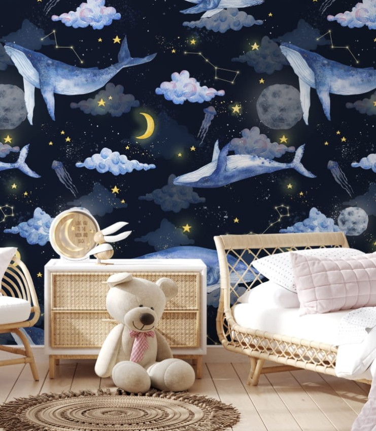 Ciemna-tapeta-do-pokoju-dziecka-w-chmurki,-wieloryby-i-gwiazdy.jpg