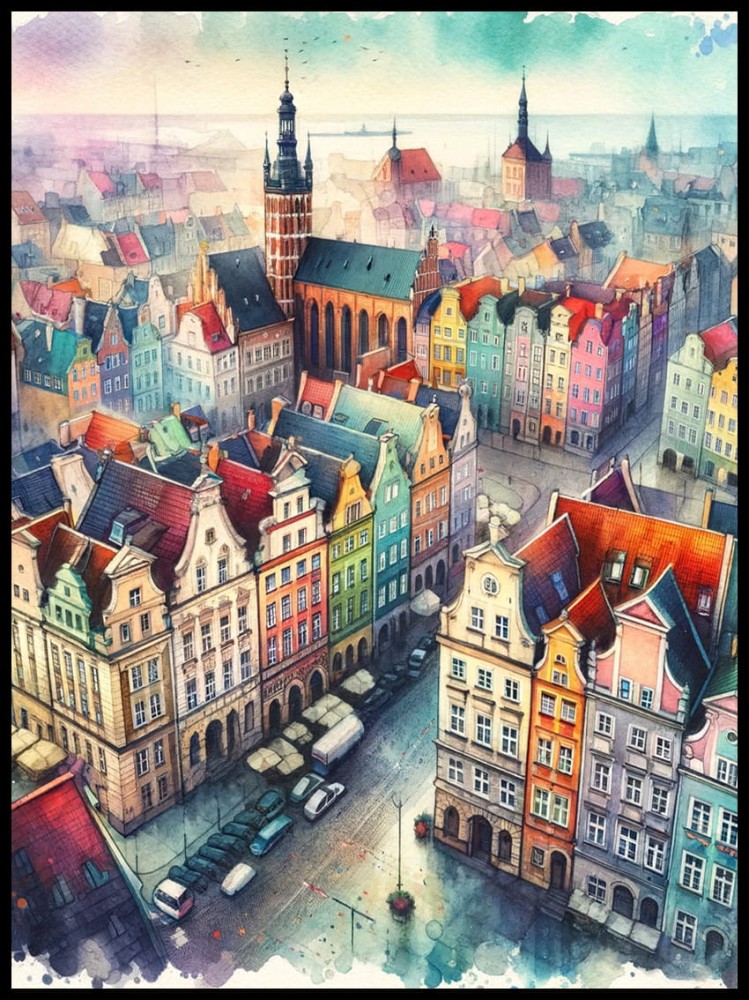 Kamienice z lotu ptaka akwarela w ramcee 1.jpg