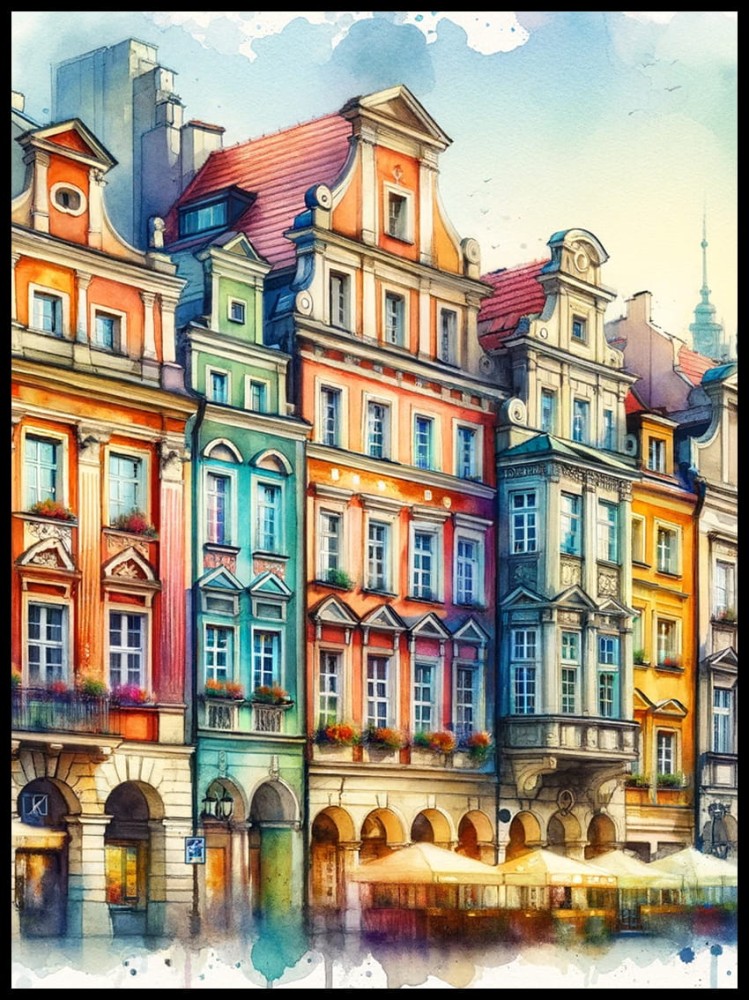 Kamienice Poznan akwarela w ramcee 1.jpg