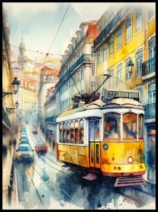 Żółty tramwaj w Lisonie w ramcee 1.jpg