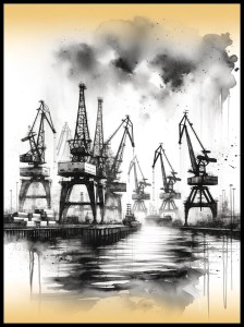 Stocznia czarna z zółtym akwarela w ramcee 1.jpg