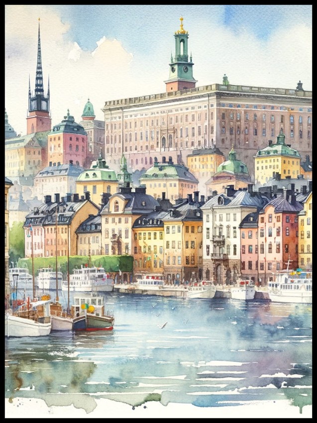 Sztokholm akwarela w ramcee 1.jpg