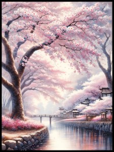 Japonia kraj kwitnącej wisni akwarela w ramcee 1.jpg