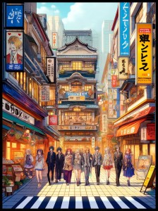 Grupa przyjaciol na ulicy w japonii w ramcee 1.jpg