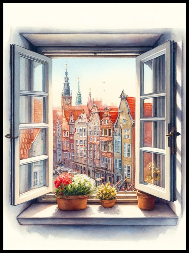Widok z okna na Starówke w gdańsku w ramcee 1.jpg