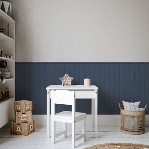 Naklejka ścienna lamperia w kolorze granatowym imitująca drewniane panele ścienne, dekoracja do pokoju dziecięcego w stylu skandynawskim 4rooms