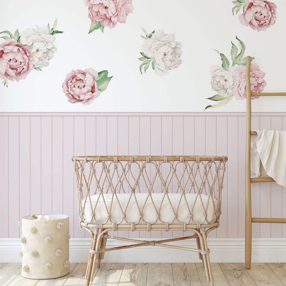 Naklejka ścienna lamperia w kolorze różowym imitująca drewniane panele ścienne, dekoracja do pokoju dziecięcego w stylu skandynawskim 4rooms