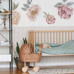 Naklejka ścienna lamperia w kolorze beżowym imitująca drewniane panele ścienne, dekoracja do pokoju dziecięcego w stylu skandynawskim 4rooms