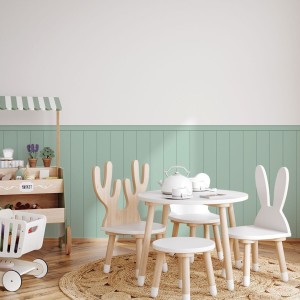 Naklejka ścienna lamperia w kolorze zielonym imitująca drewniane panele ścienne, dekoracja do pokoju dziecięcego w stylu skandynawskim 4rooms