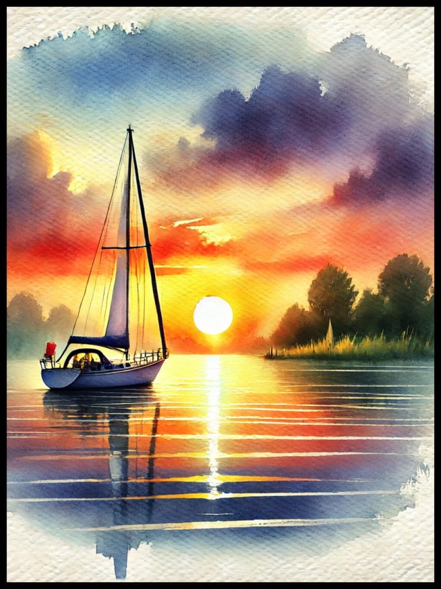 Zachód słońca nad jeziorem w ramcee 1.jpg