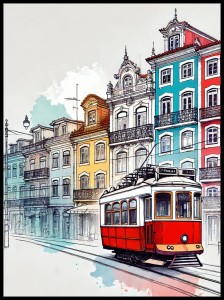 Porto czerwony tramwaj w ramcee 1.jpg