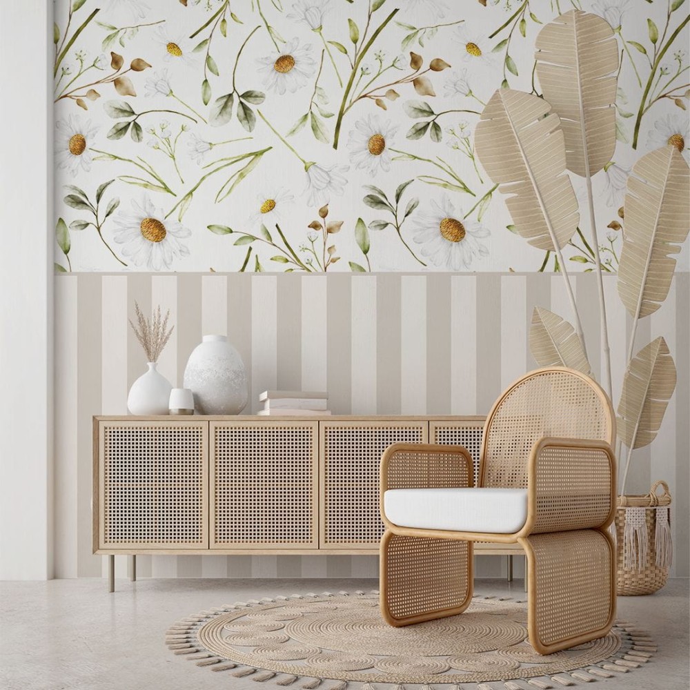 Tapeta Rumianek Lamperia Pasy Beżowe.jpg