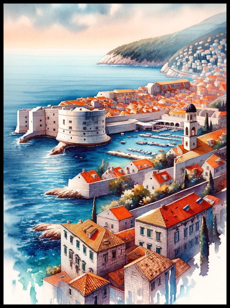 Dubrownik Chorwacja akwarela w ramcee 1.jpg