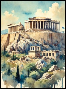 Ateny Akropol w ramcee akwarela.jpg