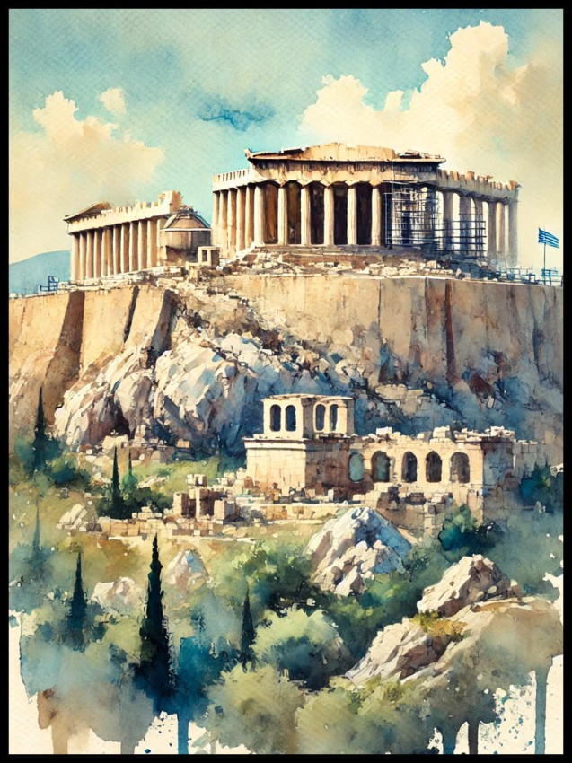 Ateny Akropol w ramcee akwarela.jpg