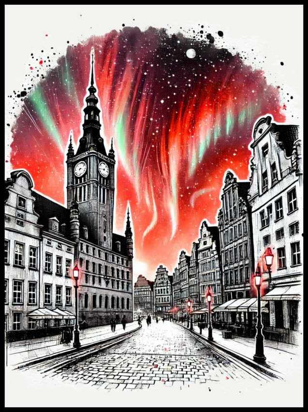 Gdańsk Stare miato Zorza polarna w ramcee 1.jpg