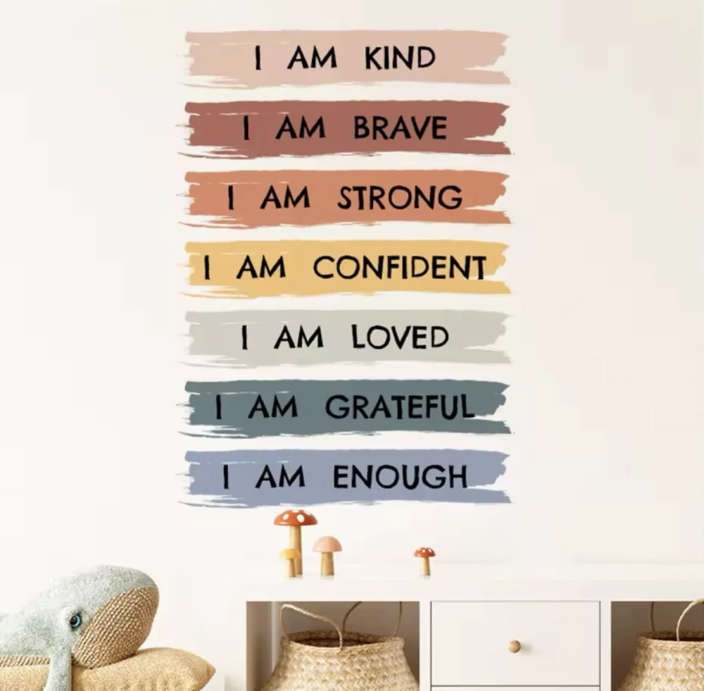 Naklejka z napisem, „I am Kind, I am Brave, I am Loved”