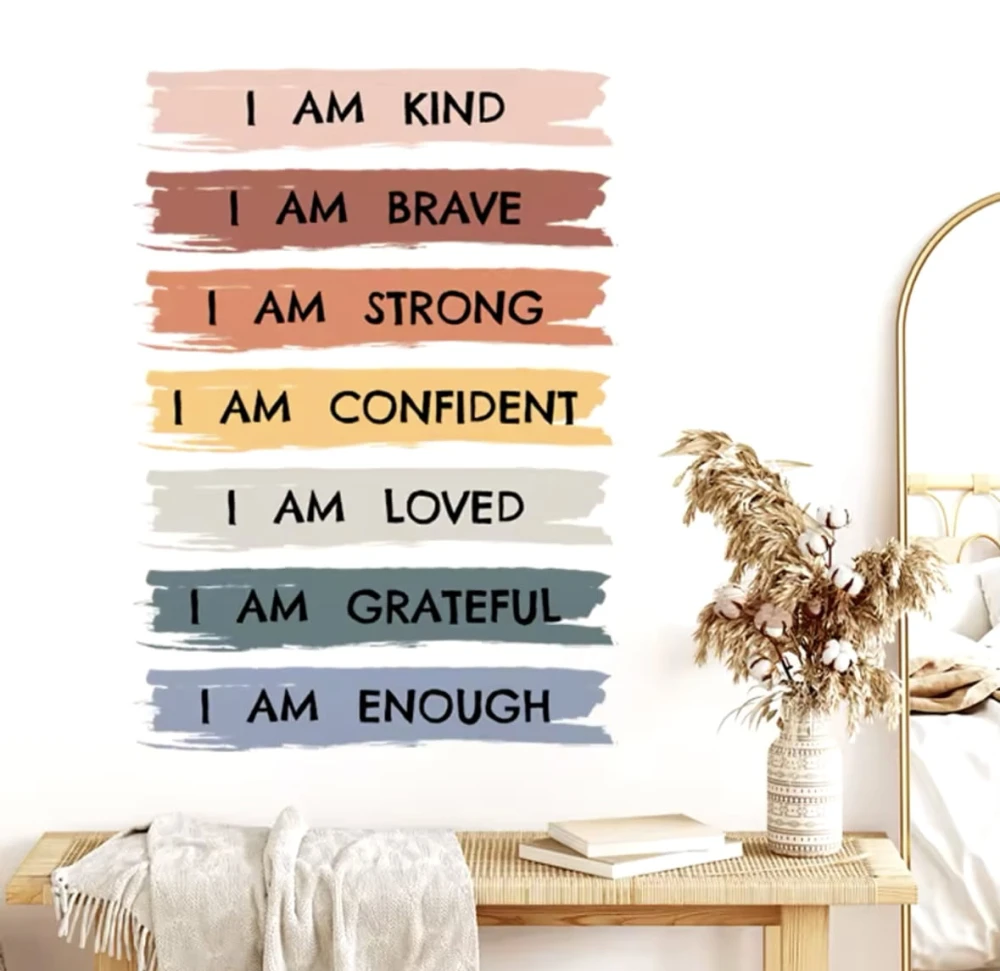 Naklejka z napisem, „I am Kind, I am Brave, I am Loved”