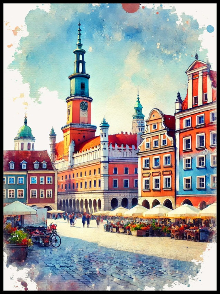 Plakat, Poznań Kamienice na starym rynku - akwarela 4rooms