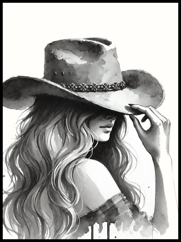 Kobieta w czarnym kapeluszu w ramcee 1.jpg