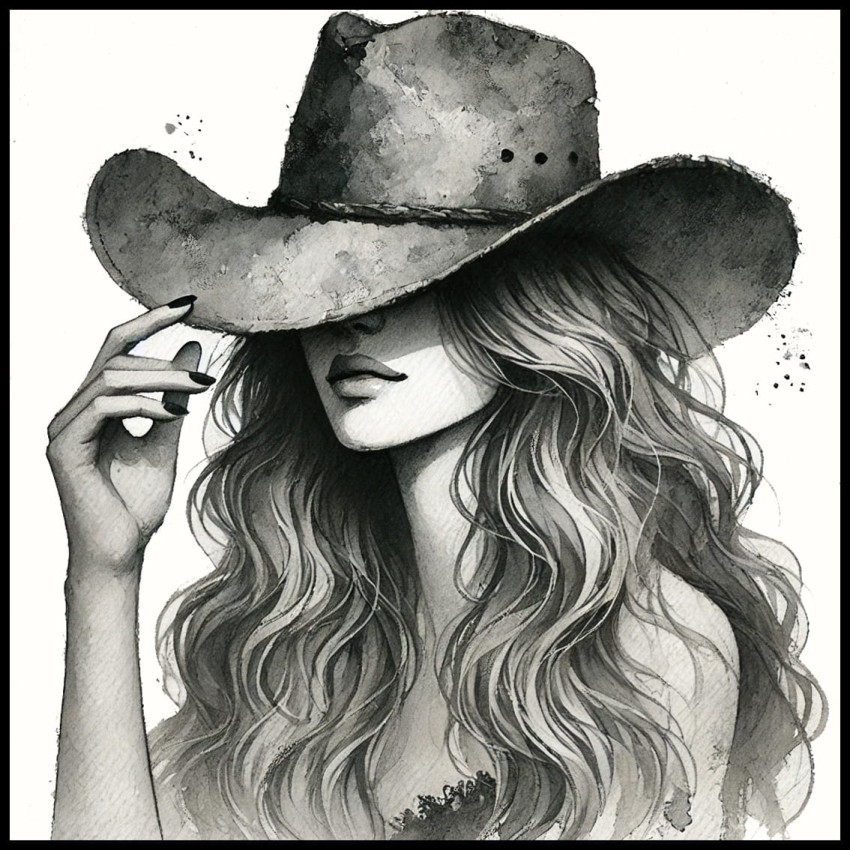 Dziewczyna w czarnym kapeluszu w ramcee 1.jpg