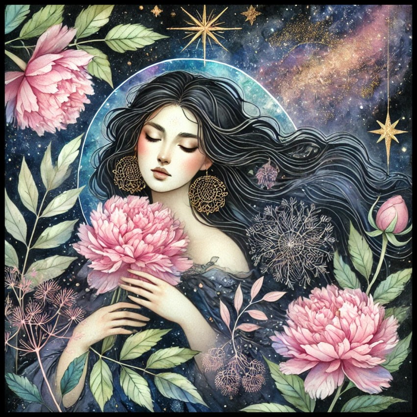 Kobieta w piwoniach w ramcee 1.jpg