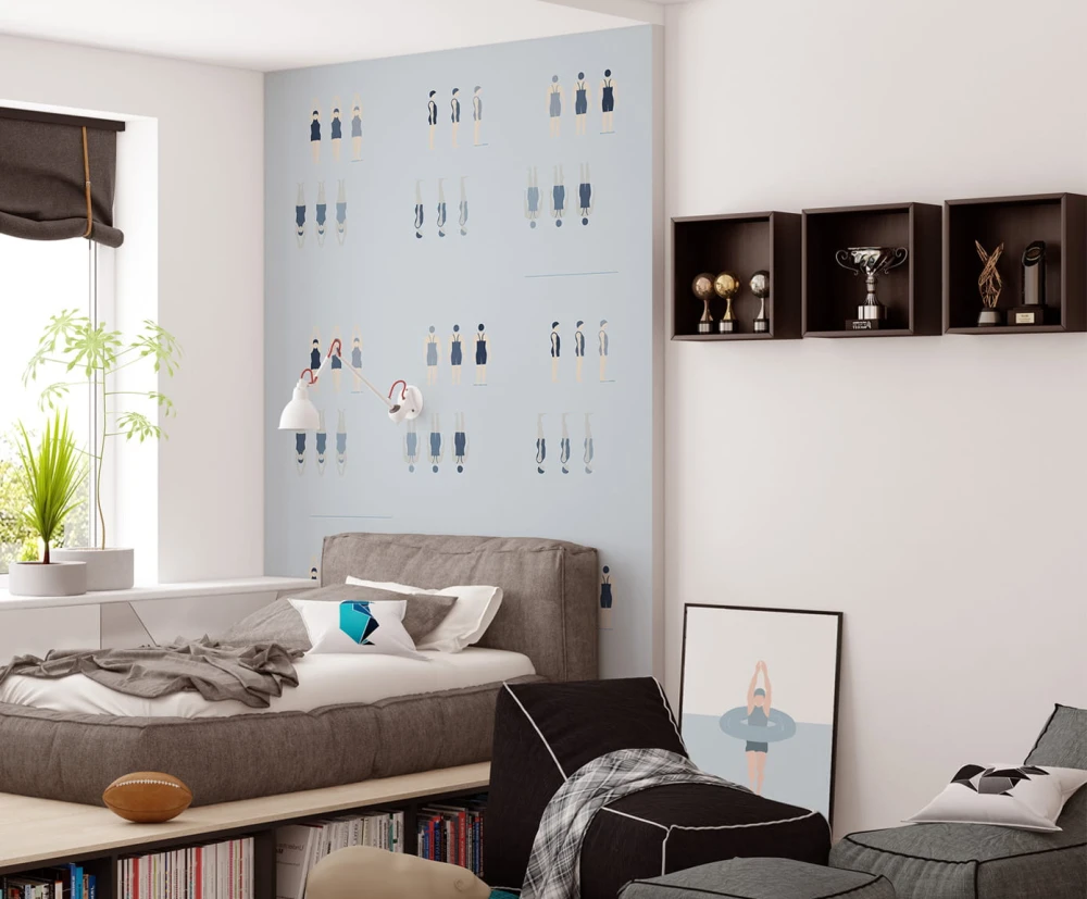 Tapeta z motywem sportowym, Niebieskie pływaczki