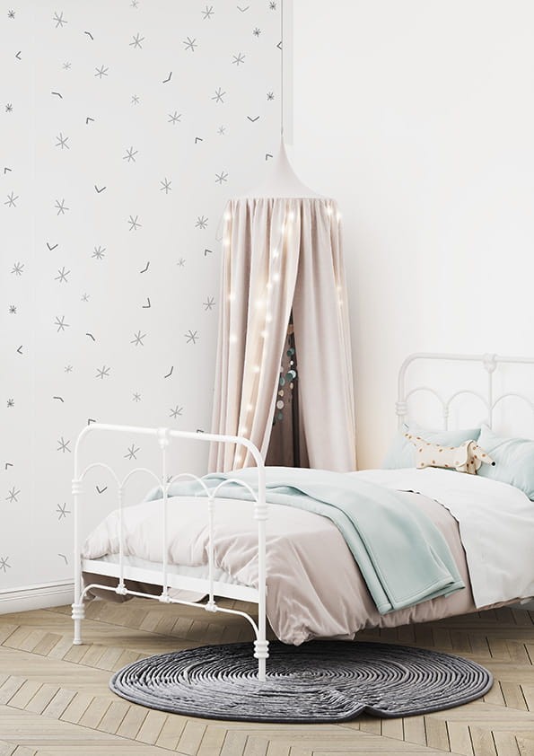 Tapeta do pokoju dziecięcego, Gwiazdki - Simple stars szara