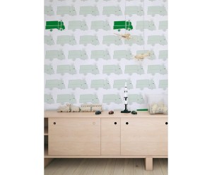 Tapeta do pokoju dziecięcego, Samochody zielone
