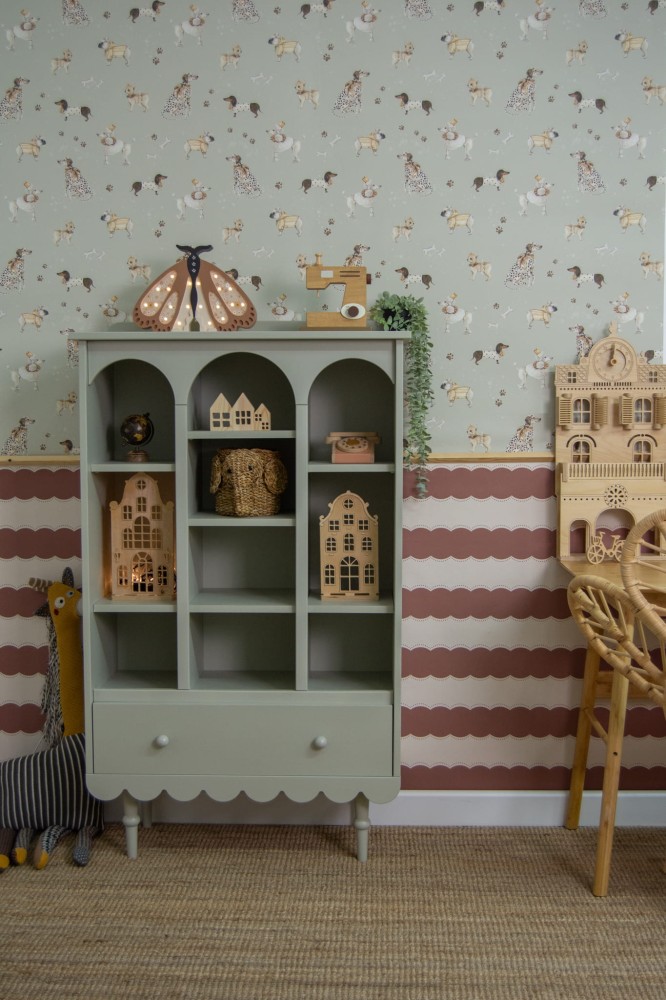 Tapeta w pieski, I love dogs miętowa