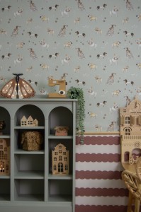 Tapeta w pieski, I love dogs miętowa