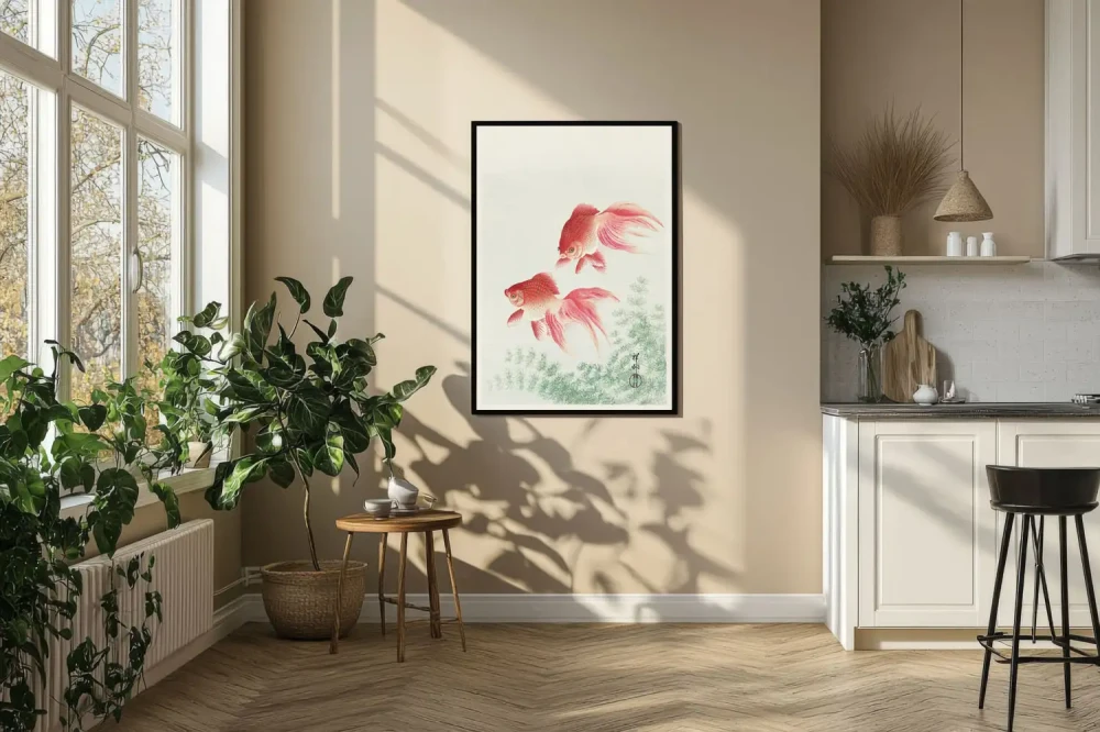 Plakat, Ohara Koson Two veil goldfish (1926)