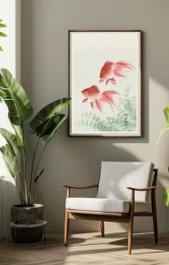 Plakat, Ohara Koson Two veil goldfish (1926)