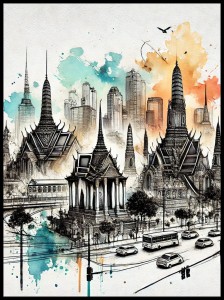 Plakat, Bangkok czarna kreską w ramcee 1.jpg
