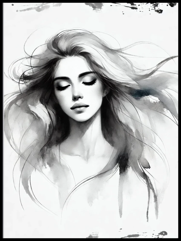 Czarno biała akwarelowa kobieta w ramcee 1.jpg