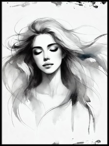 Czarno biała akwarelowa kobieta w ramcee 1.jpg