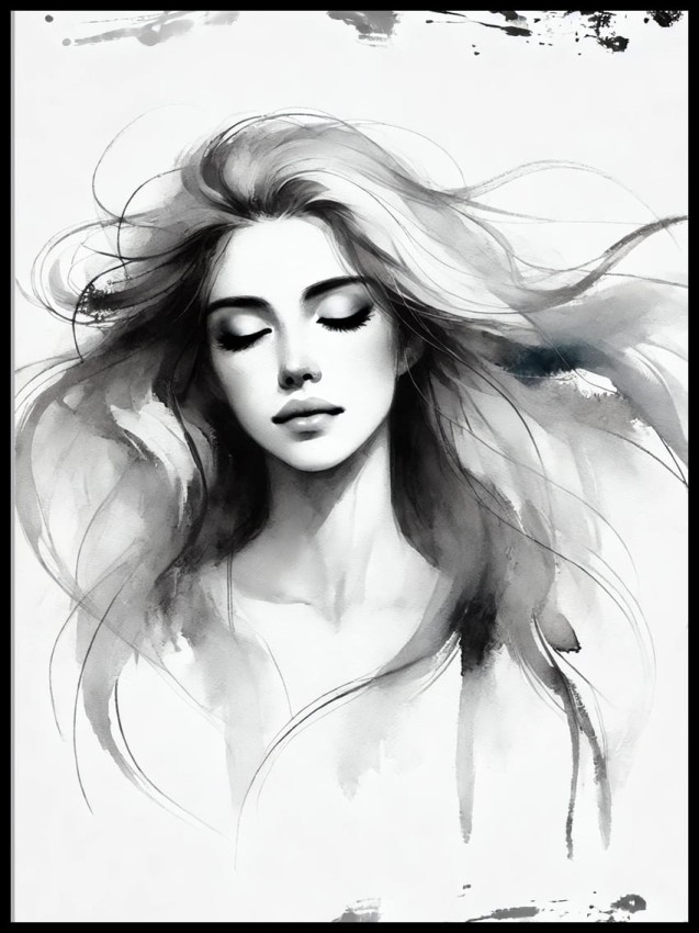 Czarno biała akwarelowa kobieta w ramcee 1.jpg