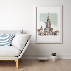 Plakat, Warszawa - Pałac Kultury i Nauki - rysunek