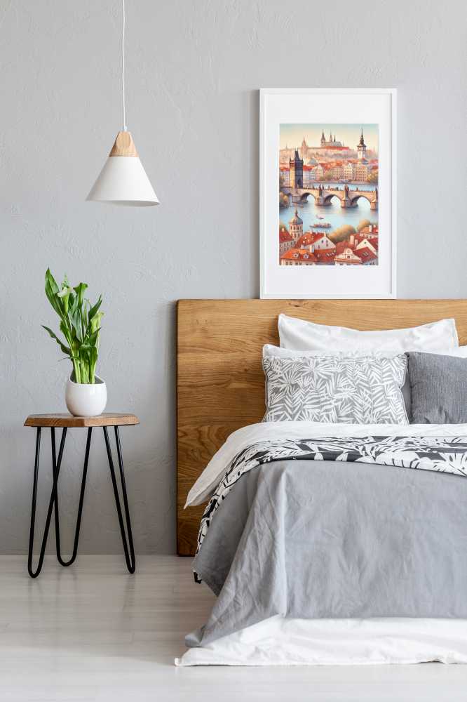 Plakat, Praga widok na miasto - akwarela