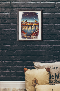 Plakat, Praga most Karola nocą