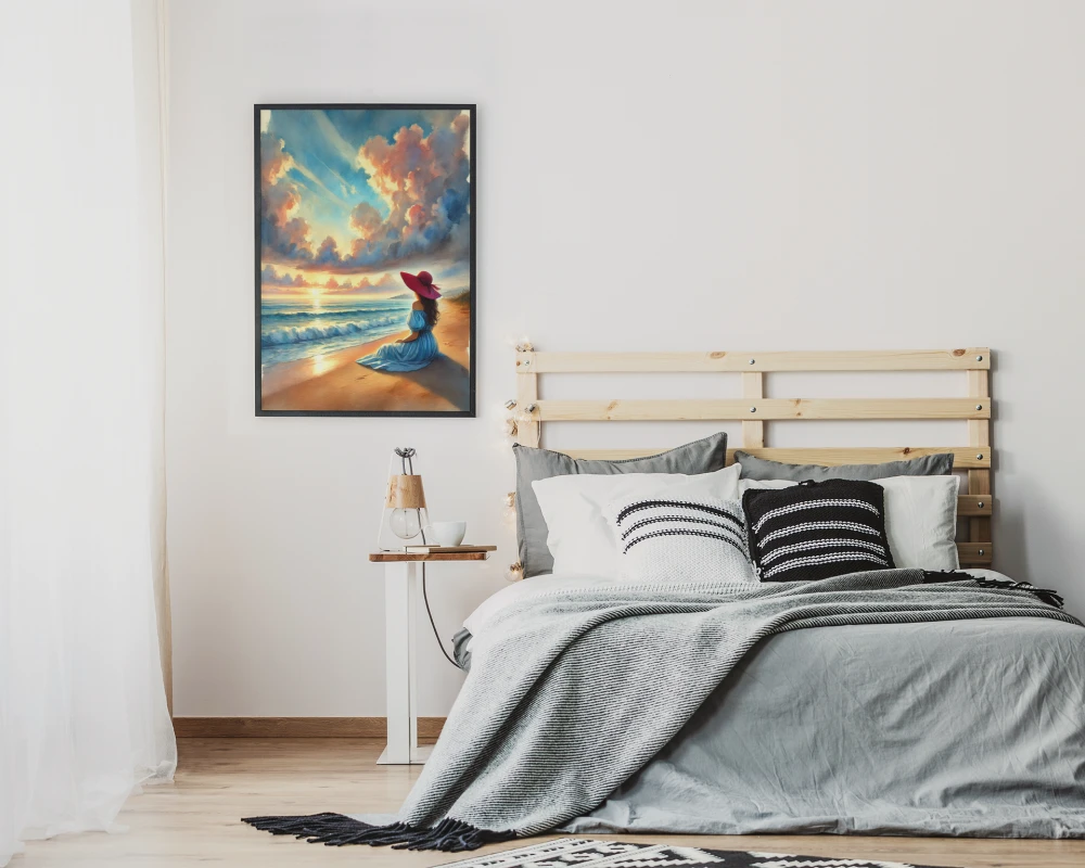 Plakat, Wieczór nad morzem - akwarela