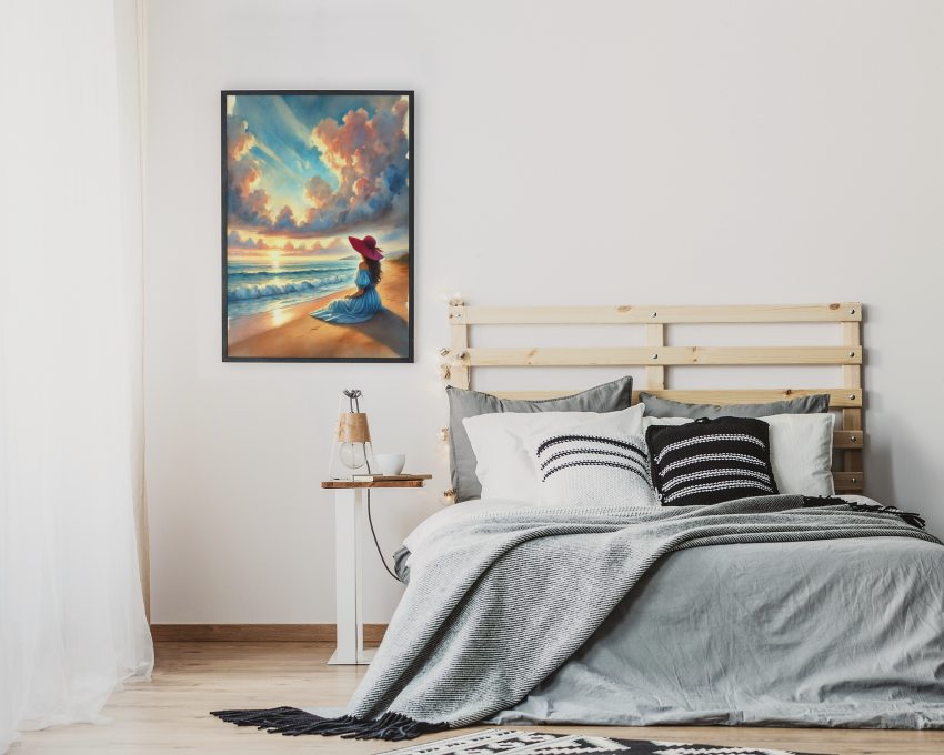 Plakat, Wieczór nad morzem - akwarela