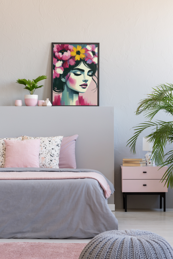 Plakat, Dziewczyna i kwiaty