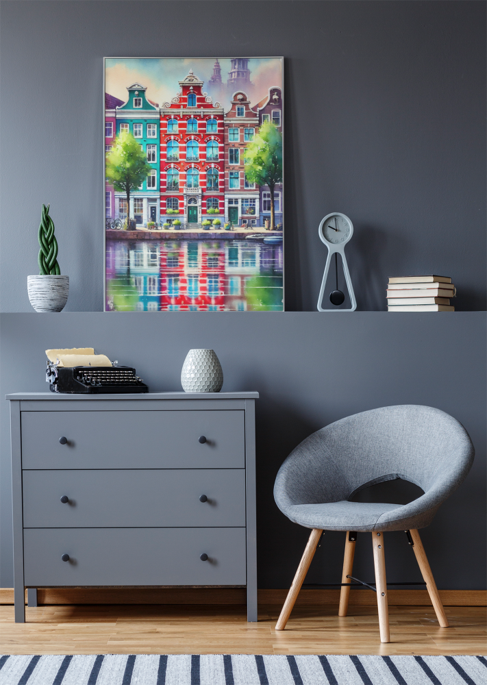 Plakat, Amsterdam kamienice - akwarela