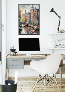 Plakat, Amsterdam kanał - akwarela