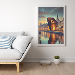 Plakat, Żuraw Gdańsk nocą